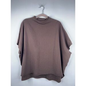 Frank & Eileen Audrey Funnel Neck Capelet Brown Oversized Sweatshirt Fleece